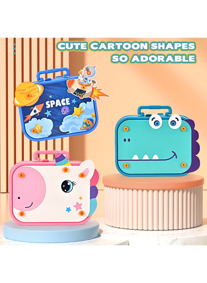 3D Toy Toolbox Puzzle DIY Animal Smart Dinosaur Unicorn Puzzle Toy Electric Toy Screwdriver-Color:Space Screw Puzzle - Image 3